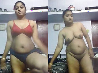 Telugu girl stripping bra panties showing big ass hole