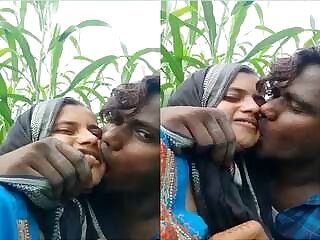Desi Lover Kissing Outdoors